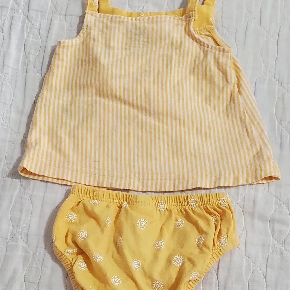 Carter's Yellow Striped Dress and Diaper Cover Set
